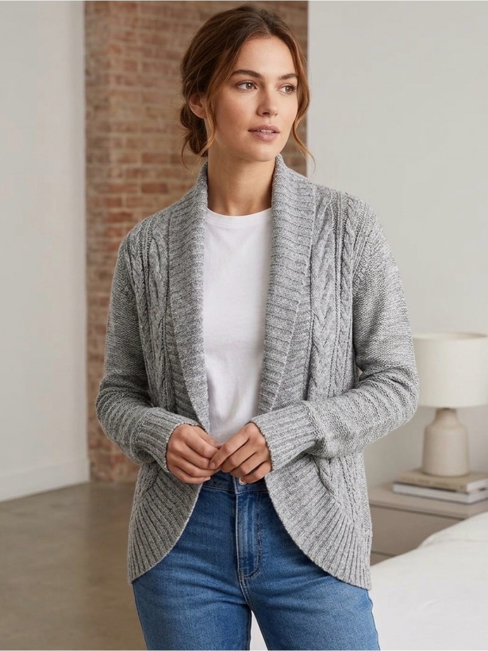 Gray Cable Knit Women's Sweater size medium